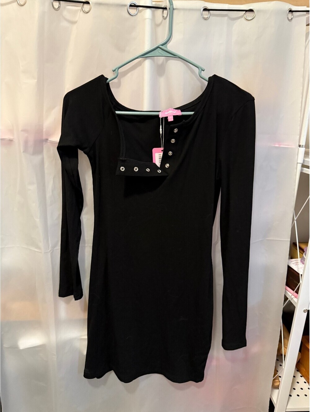 Edikted Black Long Sleeve Mini Dress Size M NWT